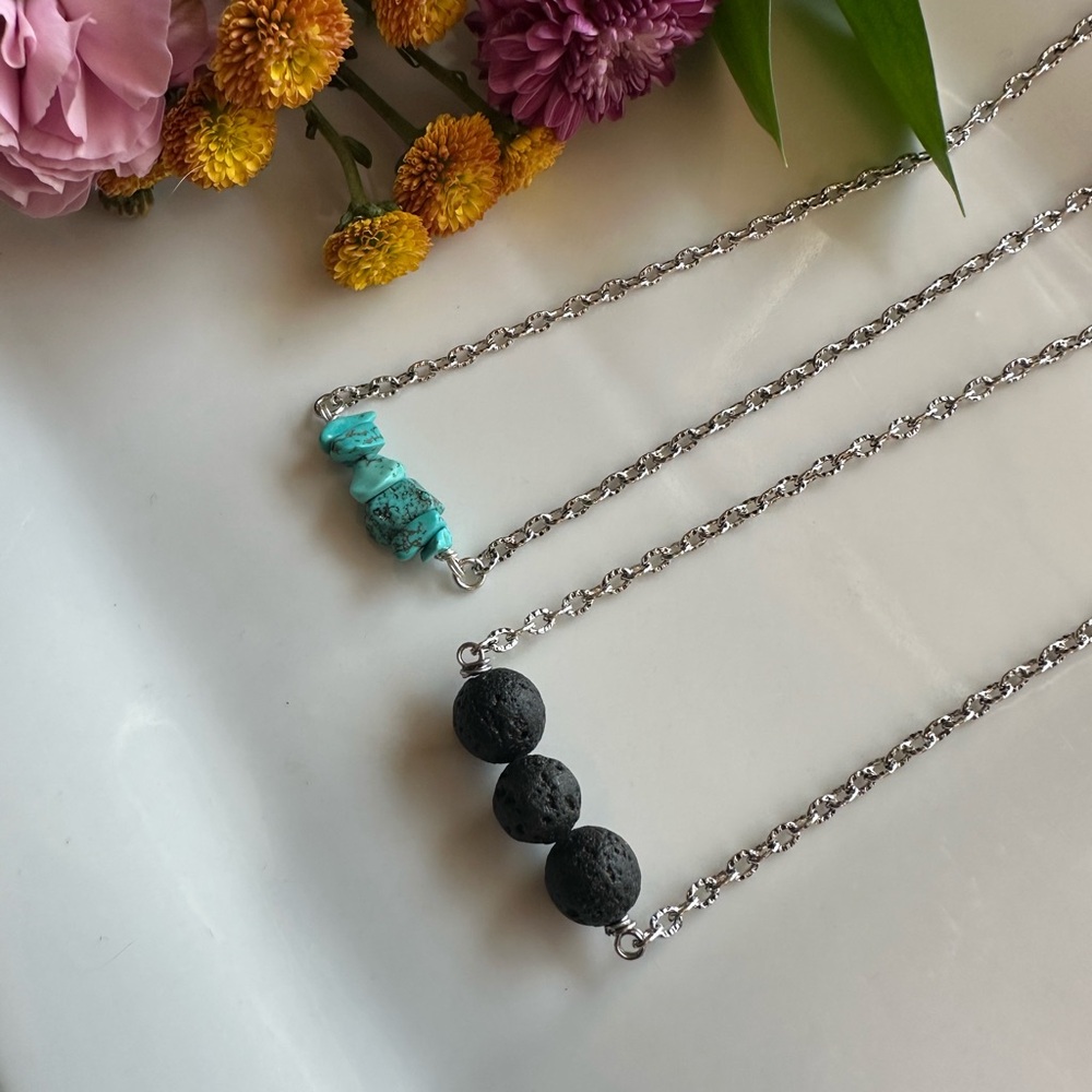 Turquoise and Lava Rock Necklace Set - Picture 4 of 6
